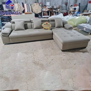 Xưởng sản xuất sofa da chữ L màu kem – SFDK52 giá rẻ nhất Hà Nội
